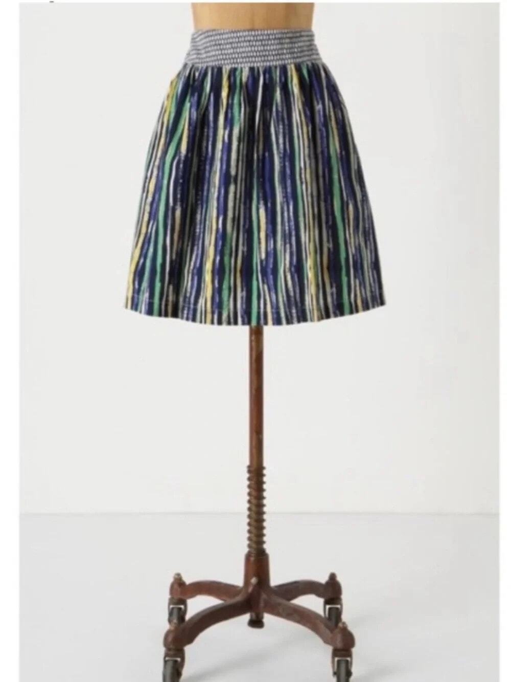 Vintage Anthropologie Porridge Cotton Mini Skirt Size 4 Mixed Print Twee Artsy